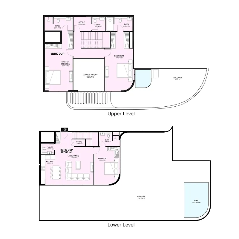 Villa Del Gavi 3 bed floor plan, 4,630 sqft