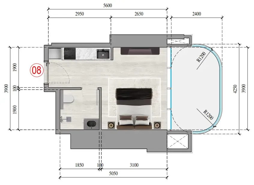 Ananda Residences Studio floor plan, 367 sqft