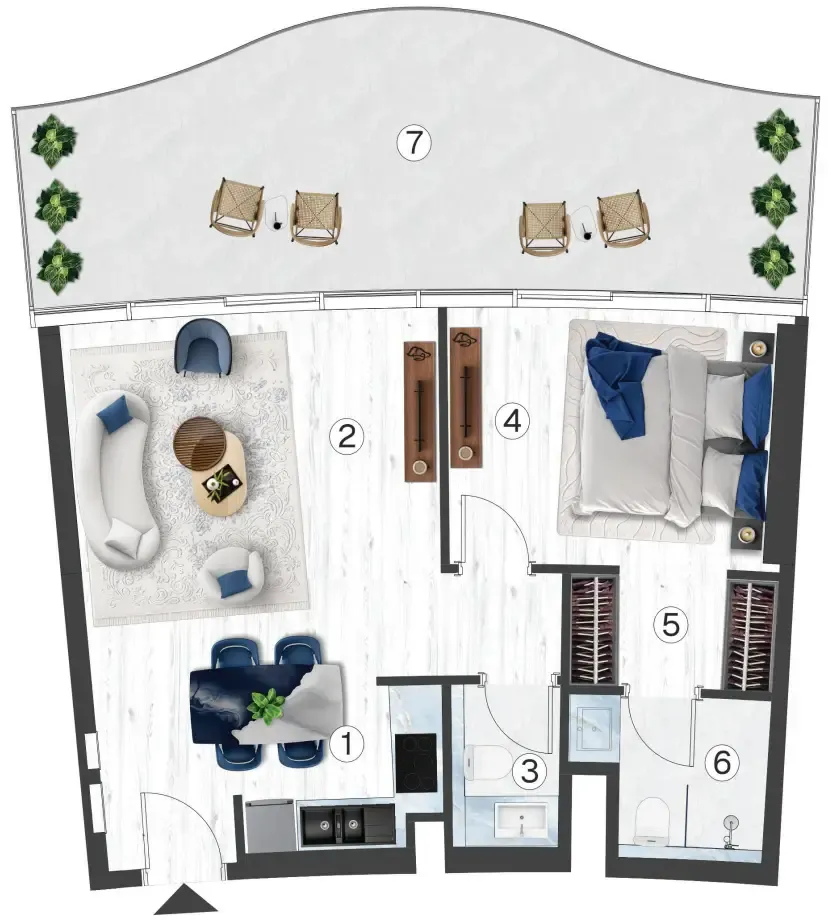 Radisson Blu Hotel & Residences 1 bed floor plan, 867 – 869 sqft