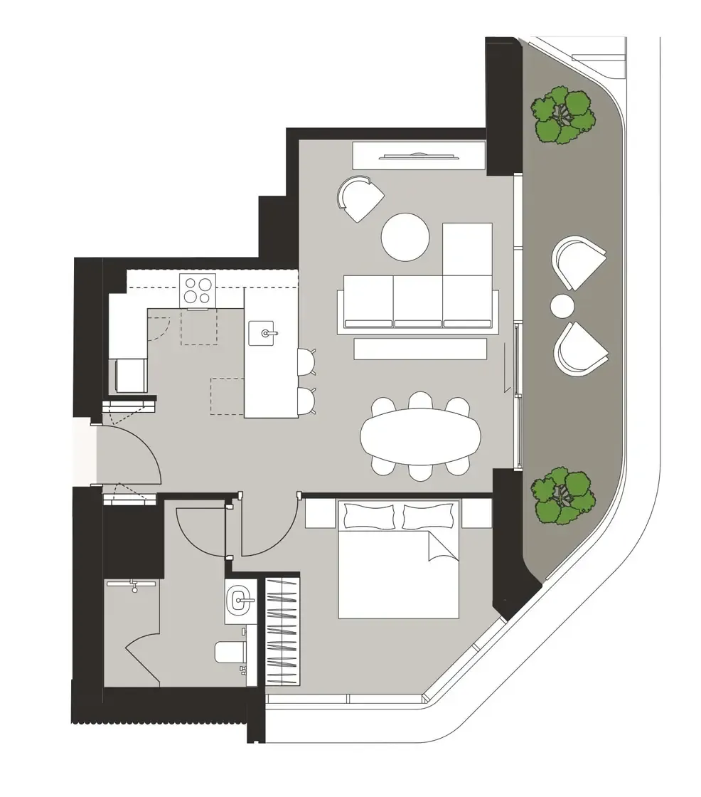 Artistry One Residences 1 bed floor plan, 765 sqft