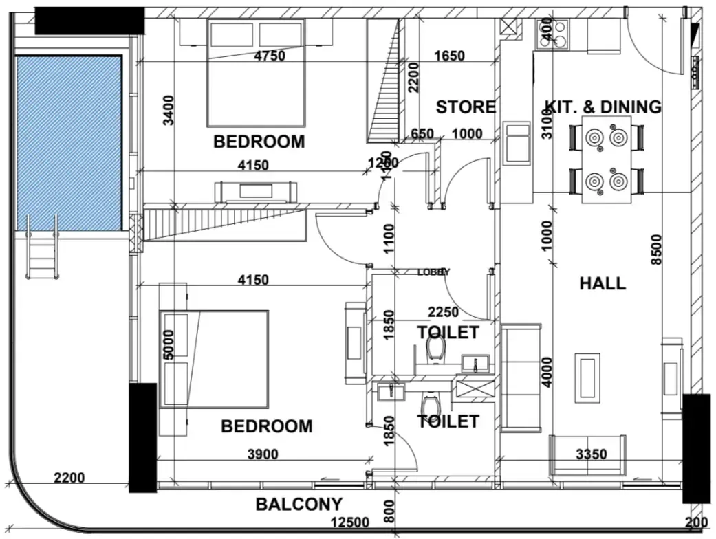 Peace Lagoons 2 2 bed floor plan, 1,271 sqft