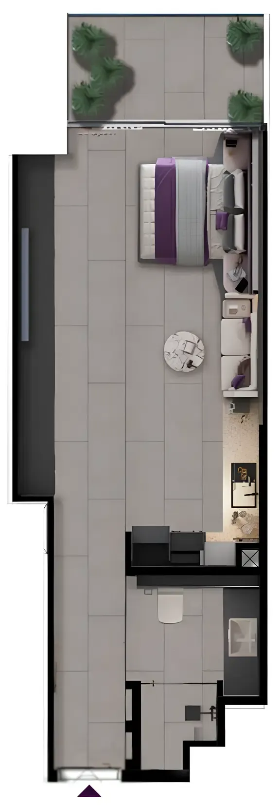 MBL Signature Studio floor plan, 555 sqft