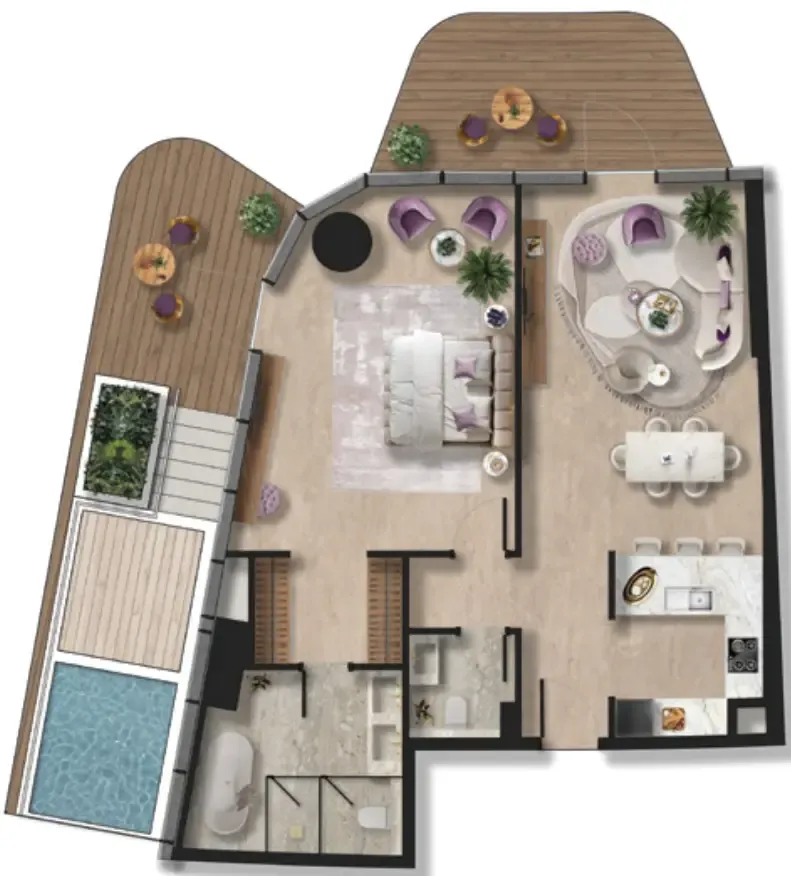 Taj Wellington Mews 1 bed floor plan, 1,547 sqft