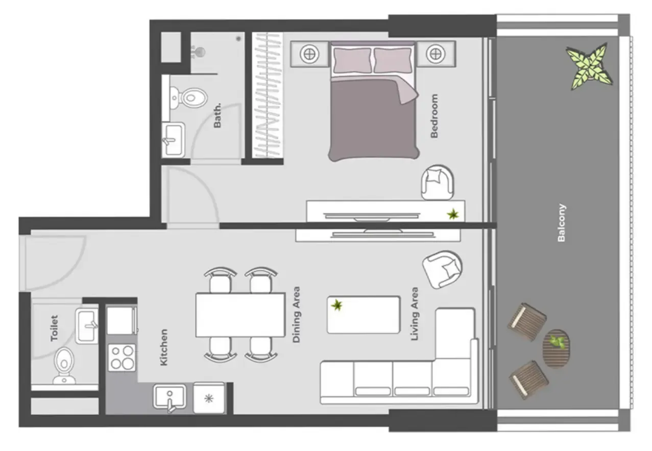 Arib Collection 1 bed floor plan, 822 sqft