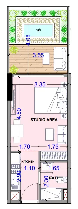 Celesto 3 Studio floor plan, 379 – 505 sqft