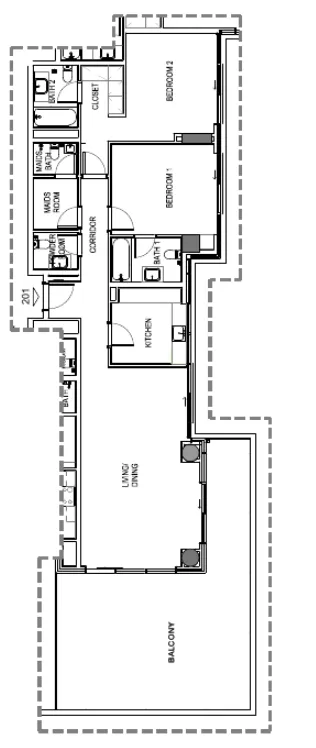 Damac Hills - Golf Town 2 bed floor plan, 1,902 sqft