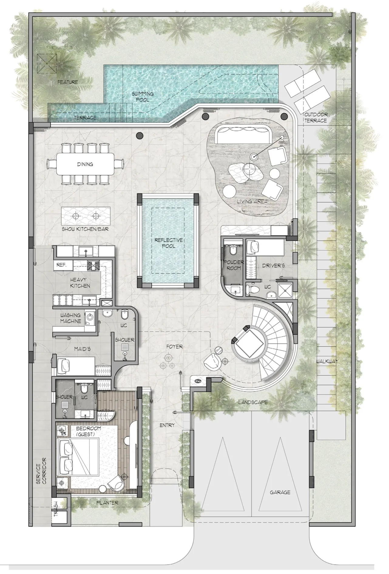 Wadi Villas 4 bed floor plan, 6,545 sqft