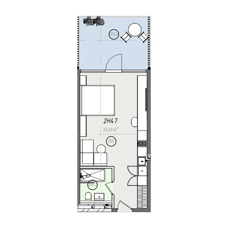 ZEN Studio floor plan, 355 sqft