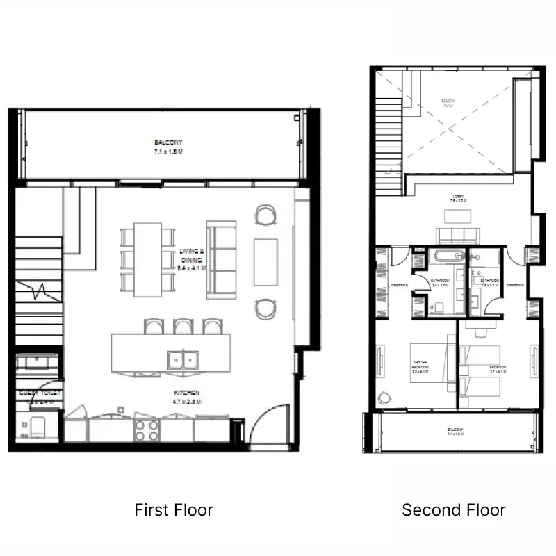 il teatro Residences 1 and 2 2 bed floor plan, 2,232 – 2,247 sqft