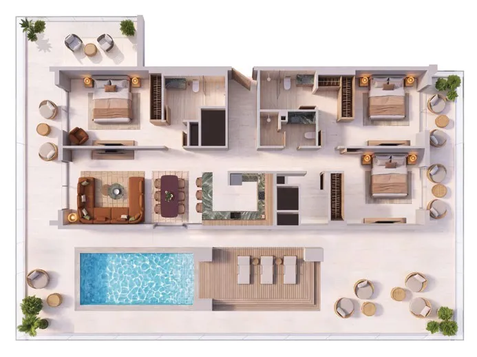 Binghatti Spectre 3 bed floor plan, 1,459 sqft
