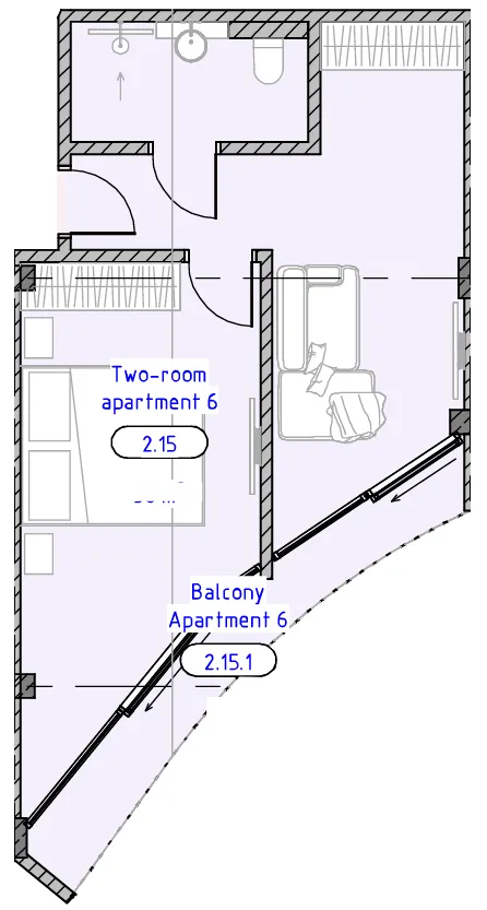 Ubud Dream 1 bed floor plan, 474 sqft