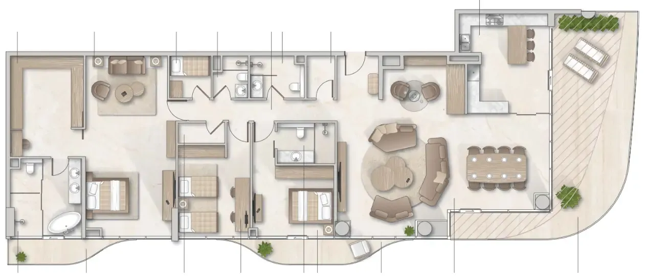 Zephyra Residences 3 bed floor plan, 3,106 sqft