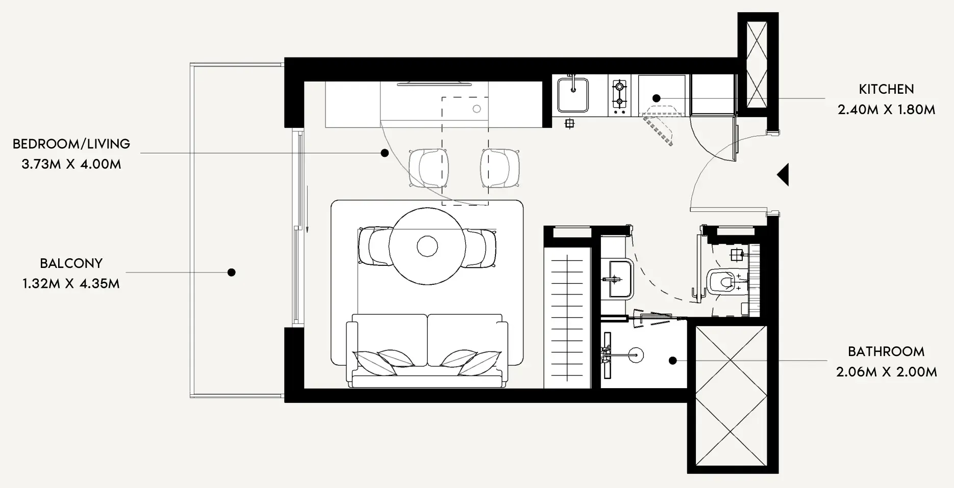 Azizi Leily Studio floor plan, 335 sqft