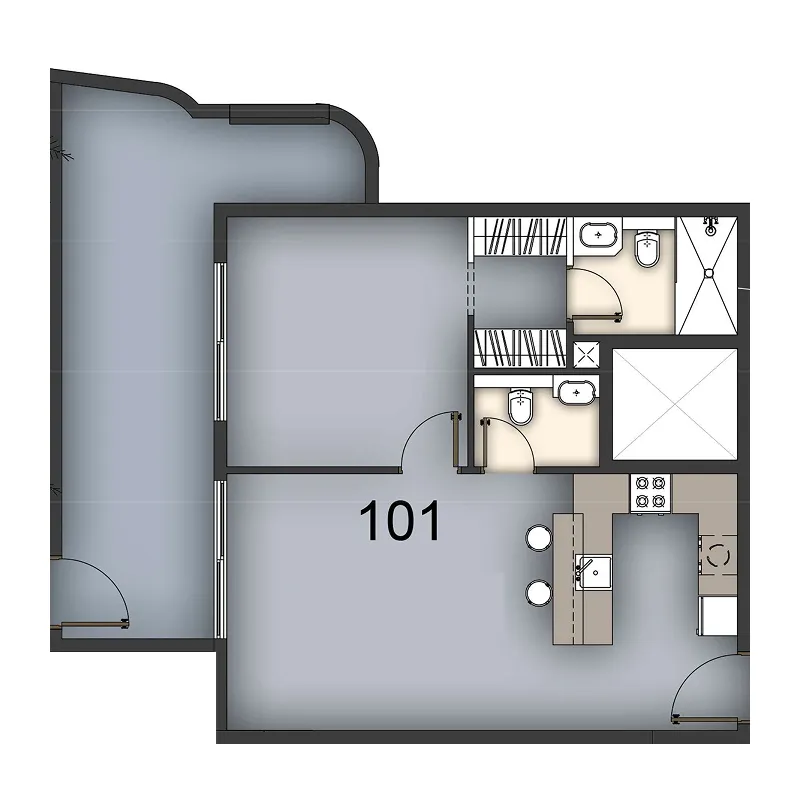 Aizel Tower 1 bed floor plan, 931 sqft