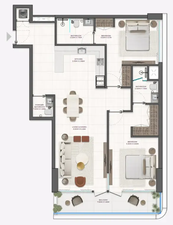 Derby Heights by AMIS 2 bed floor plan, 1,142 sqft