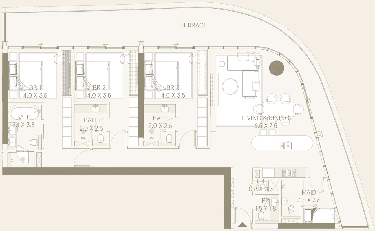 Saas Hills 3 bed floor plan, 2,800 sqft