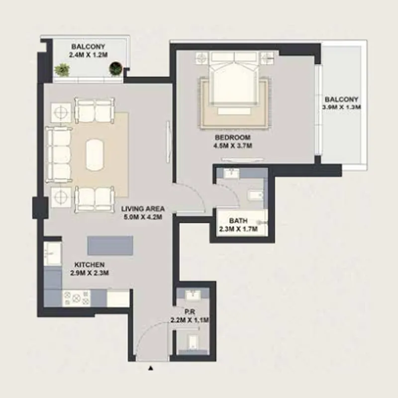 Exotica by Al Marina 1 bed floor plan, 785 sqft