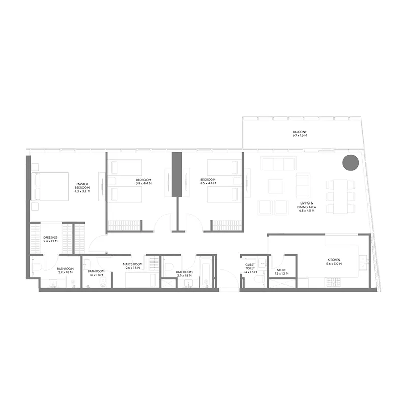 The Gate 5 3 bed floor plan, 1,755 sqft