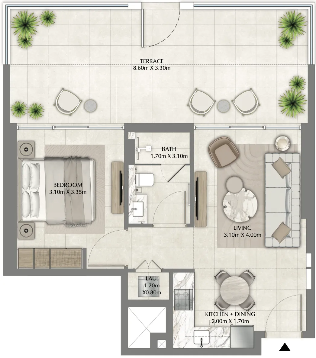 Vyb at Business Bay 1 bed floor plan, 828 sqft