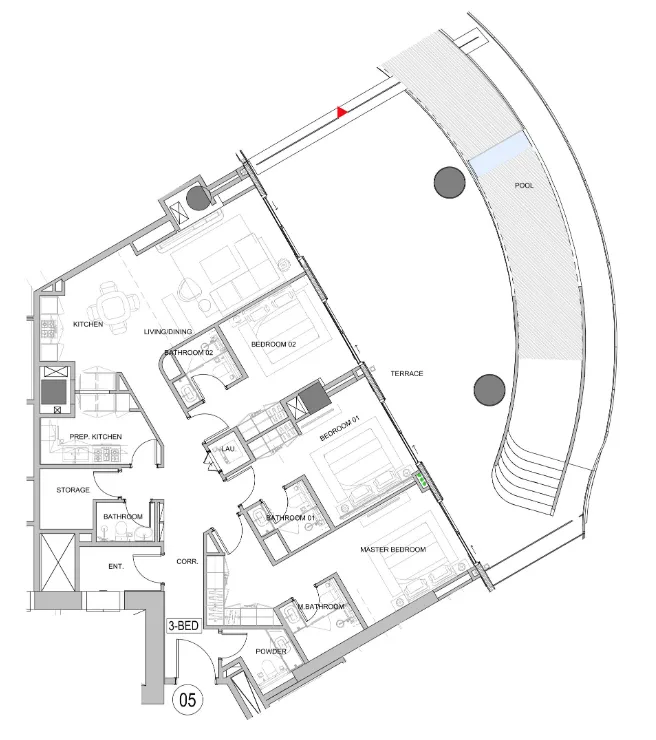 Damac Casa 3 bed floor plan, 2,971 sqft