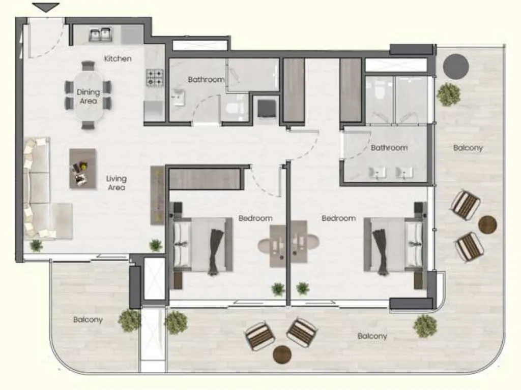 Saddlewood Park 2 bed floor plan, 1,284 sqft
