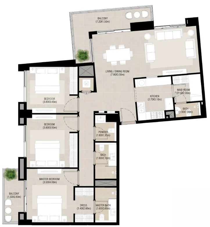 Camden 3 bed floor plan, 1,584 sqft