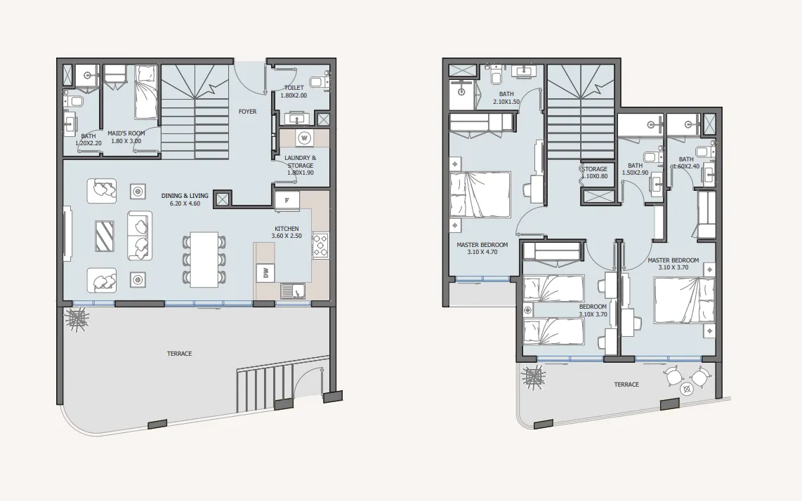 Baia 3 bed floor plan, 1,989 sqft