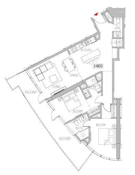 Canal Heights 2 bed floor plan, 1,357 sqft