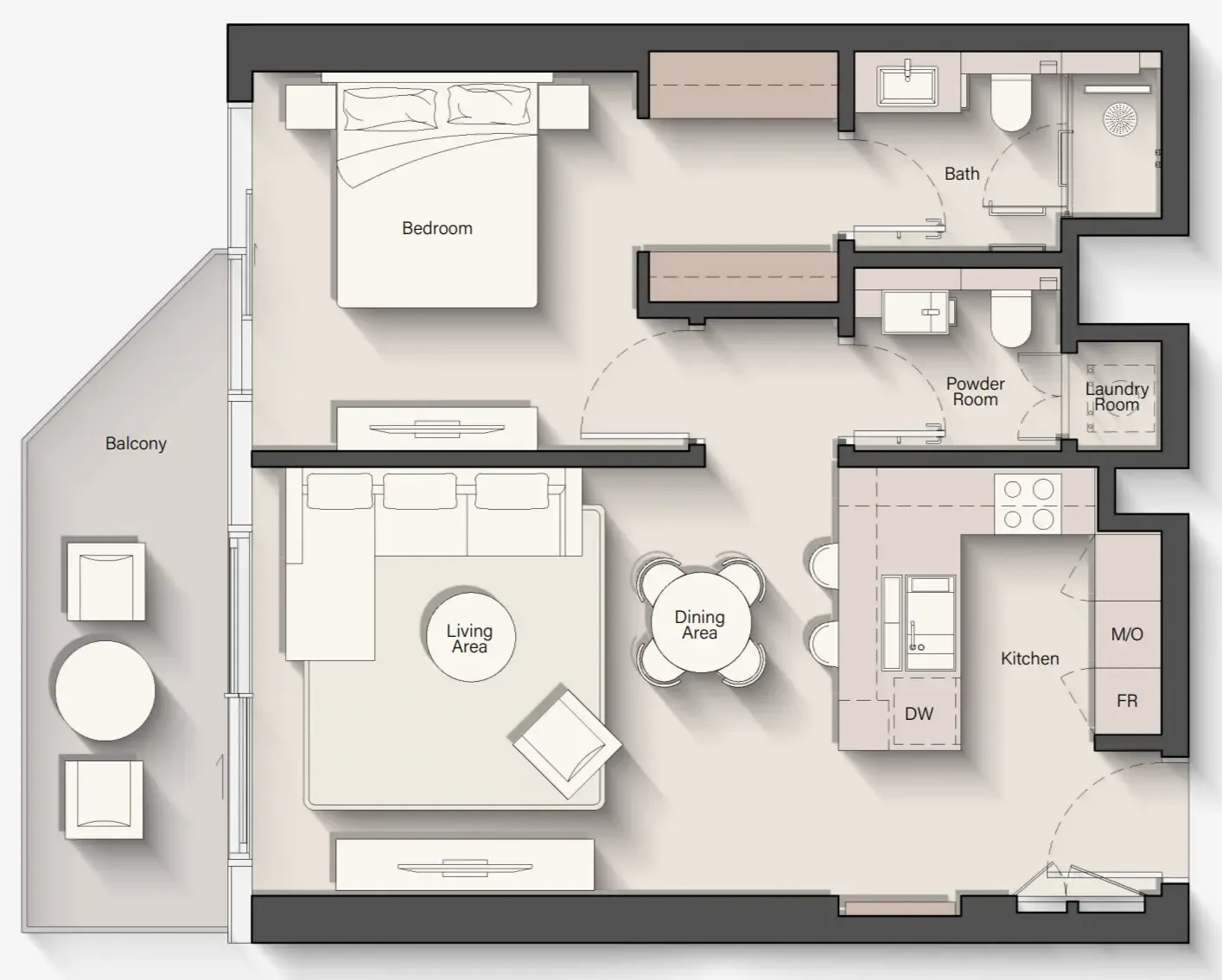 Eltiera Views 1 bed floor plan, 823 sqft