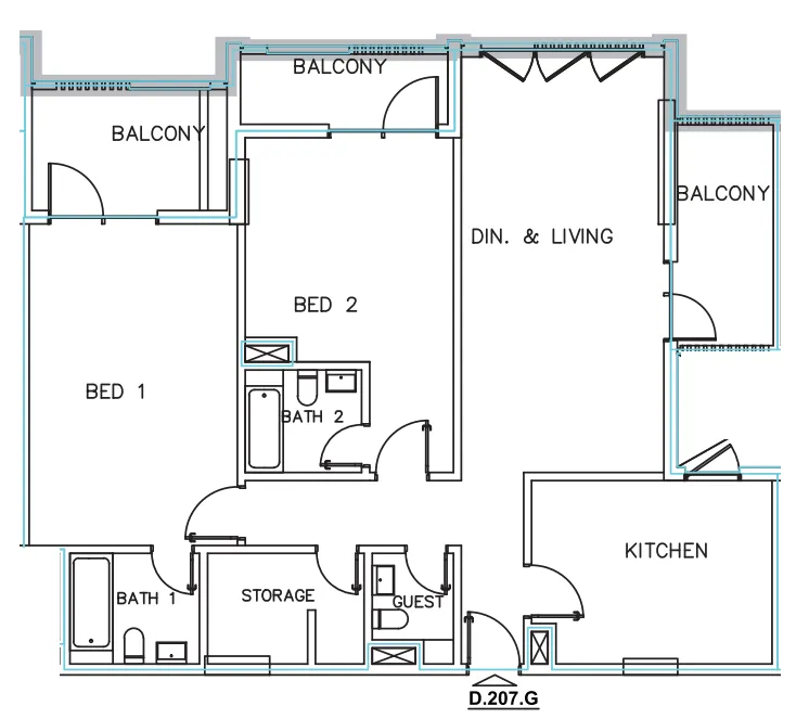 Janayen Avenue 2 bed floor plan, 1,585 sqft