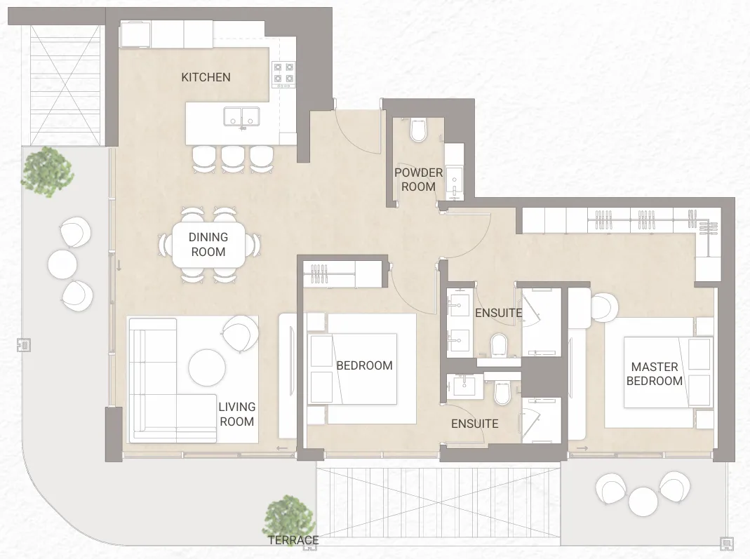 Soma Residences 2 bed floor plan, 1,353 sqft