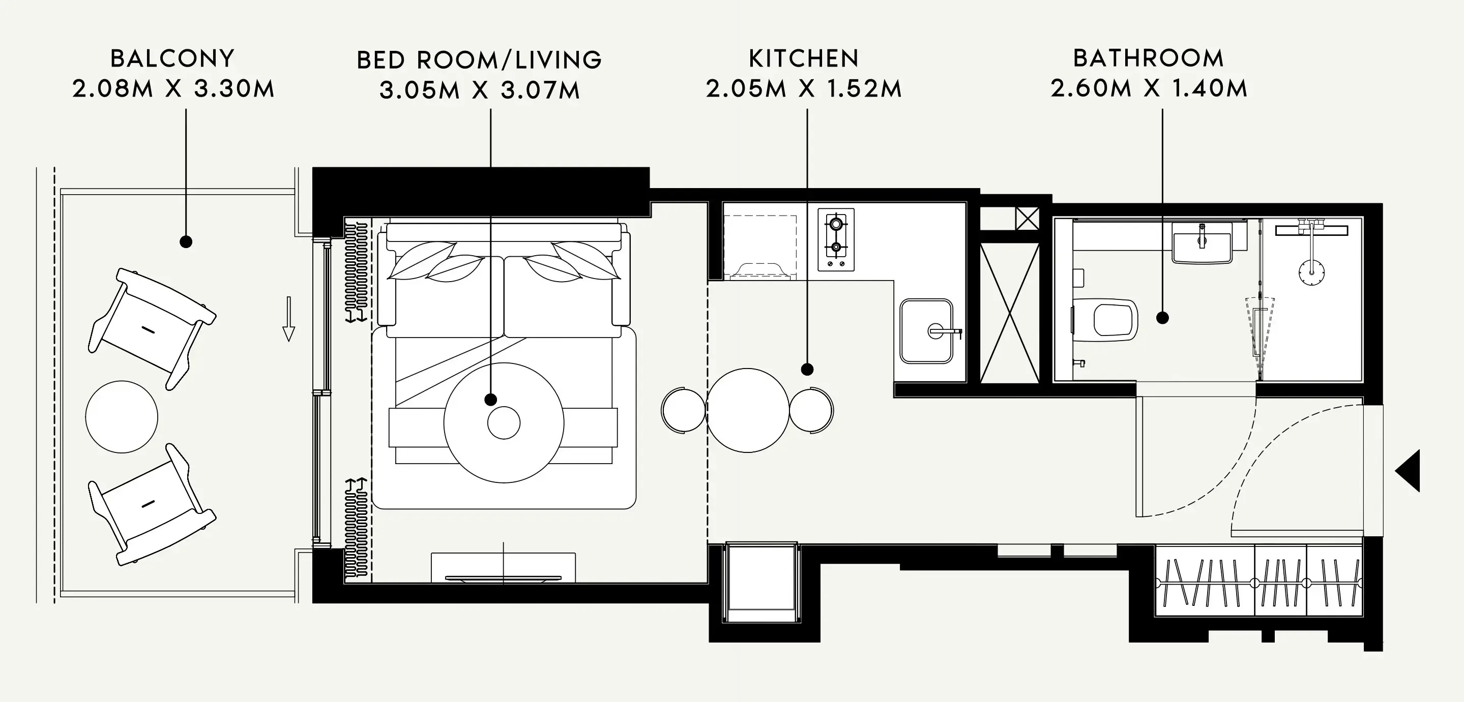 Azizi Venice Studio floor plan, 385 sqft