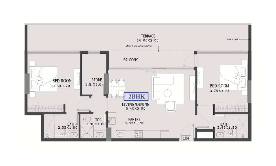 Estrella By Nexus 2 bed floor plan, 1,442 sqft