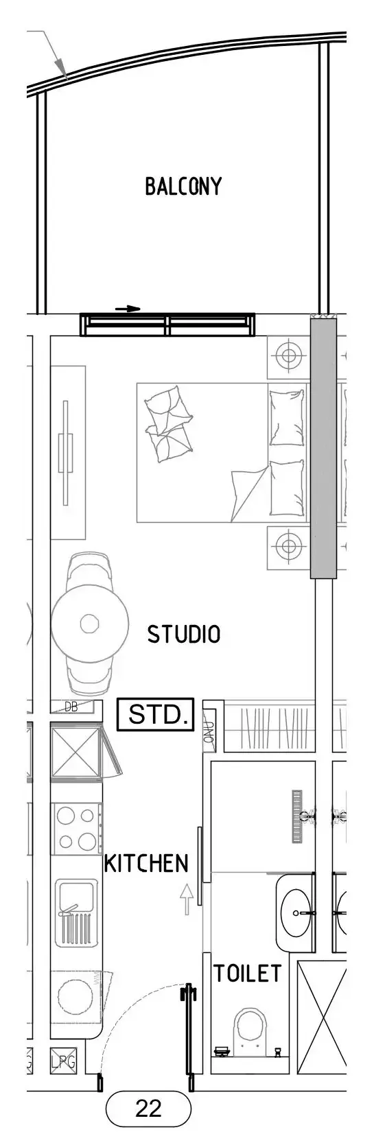 Damac Lagoons Views Phase 3 Studio floor plan, 406 sqft