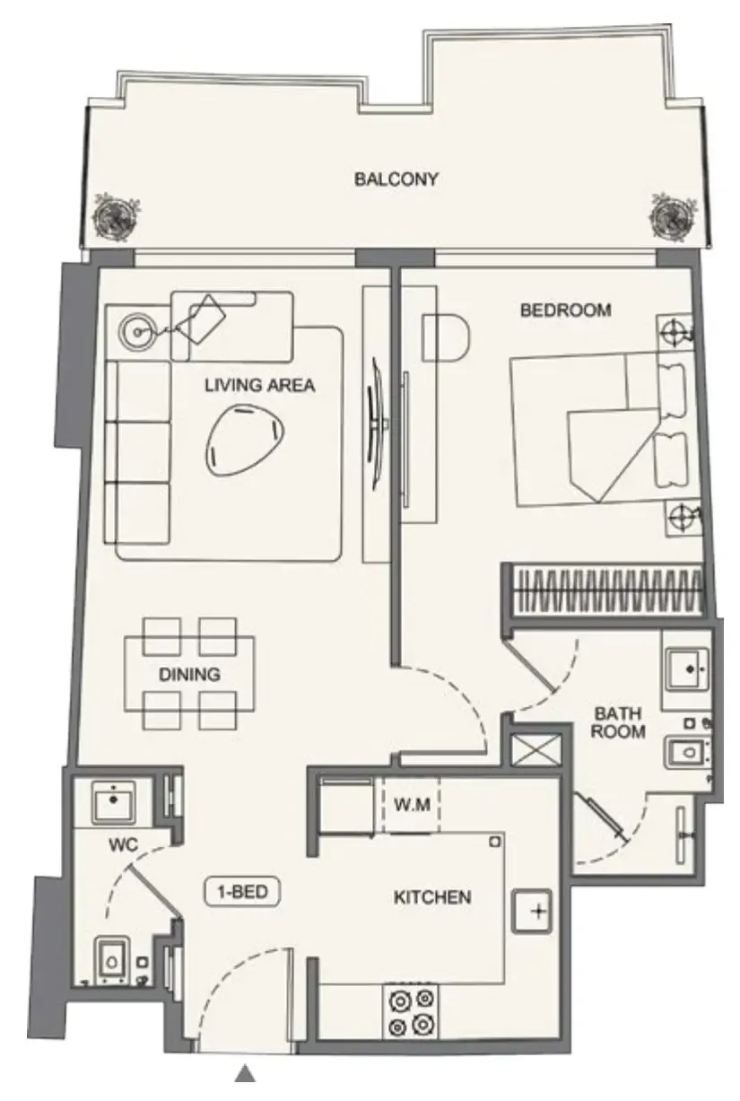 Binghatti Wraith 1 bed floor plan, 755 – 756 sqft