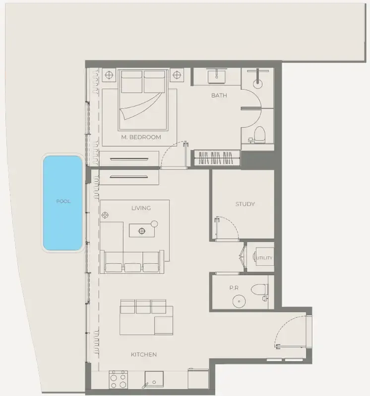 Bond Enclave 1 bed floor plan, 1,272 sqft
