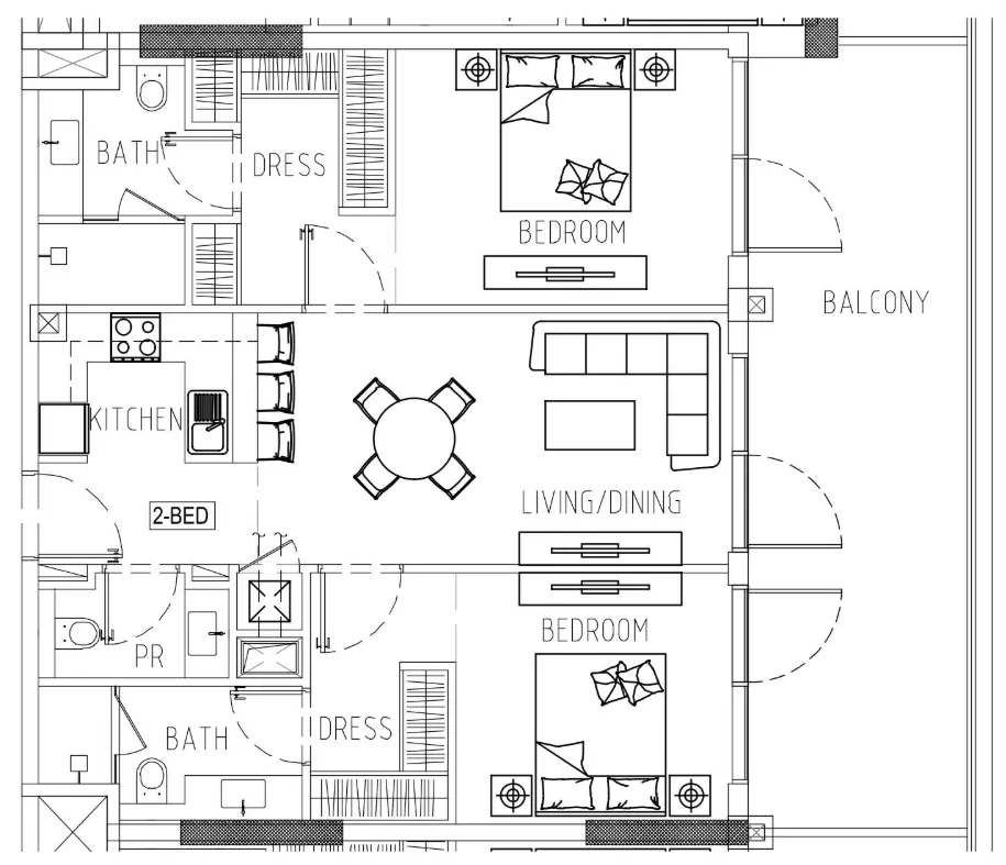 Damac Riverside Views 2 bed floor plan, 1,199 sqft