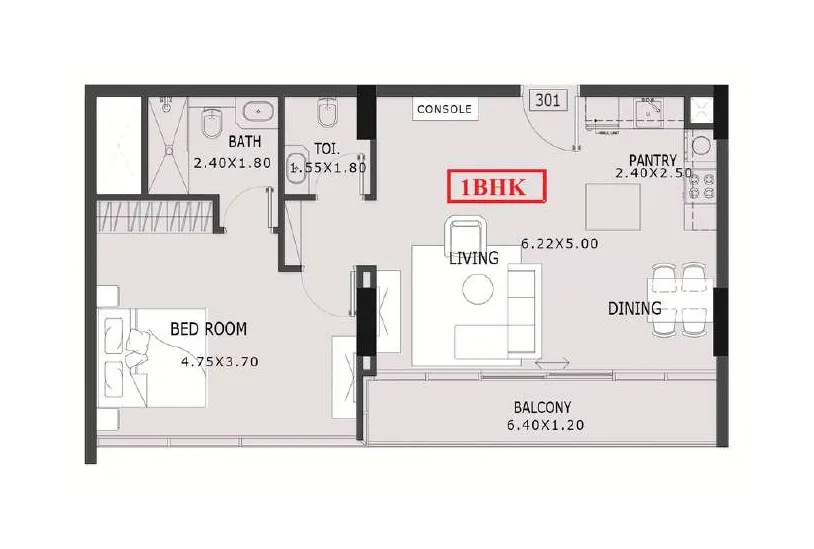 Estrella By Nexus 1 bed floor plan, 775 sqft