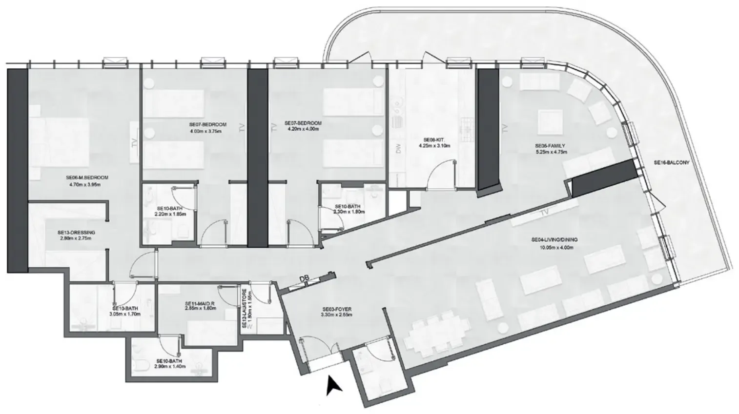 Joud Tower 3 bed floor plan, 2,838 sqft
