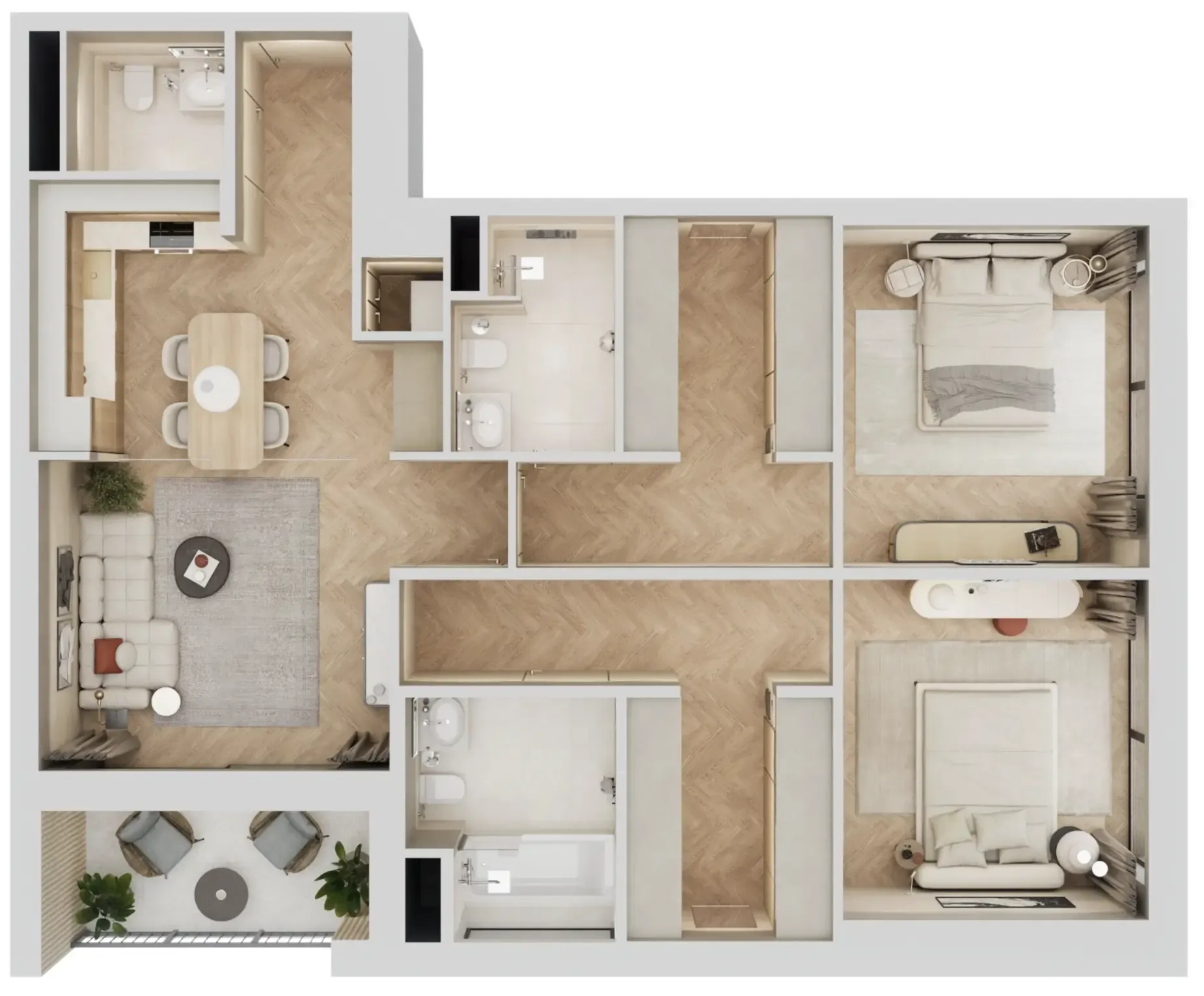 Arisha Terraces 2 bed floor plan, 1,187 sqft