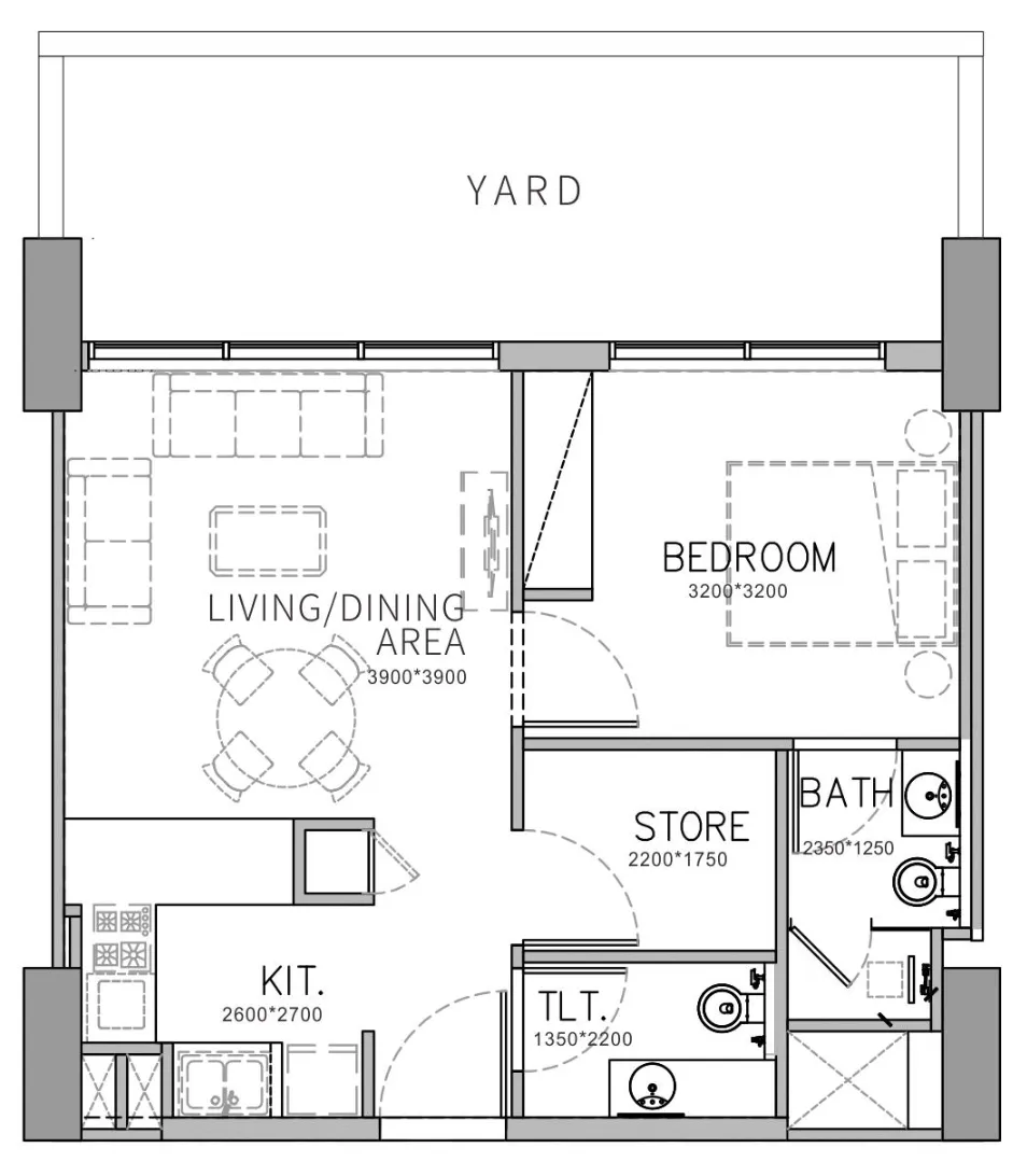 Stamn Yuni 1 bed floor plan, 790 sqft