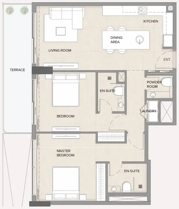 Arka Enclave Residences by Atmosphere Living 2 bed floor plan, 1,143 sqft
