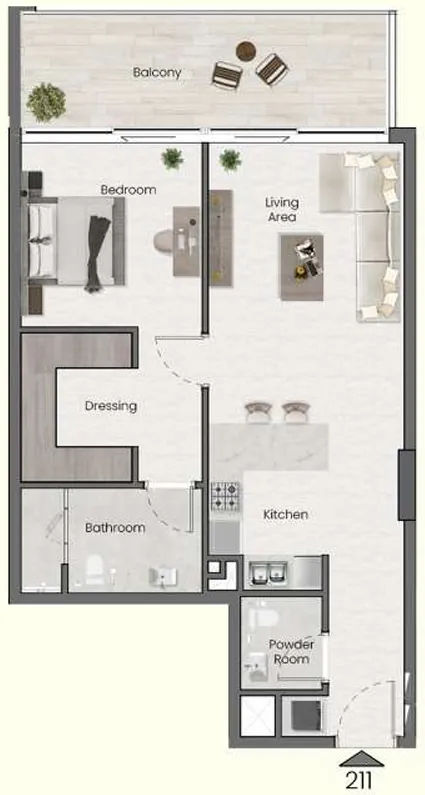 Saddlewood Park 1 bed floor plan, 790 sqft