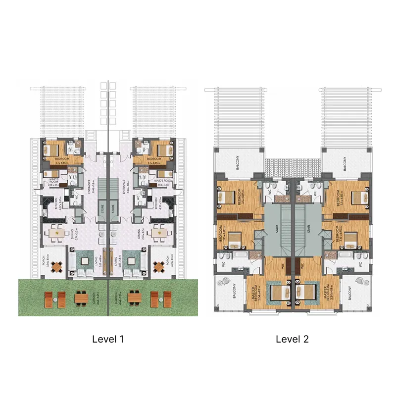 Al Habtoor Polo Resort Villas 4 bed floor plan, 3,418 – 6,438 sqft