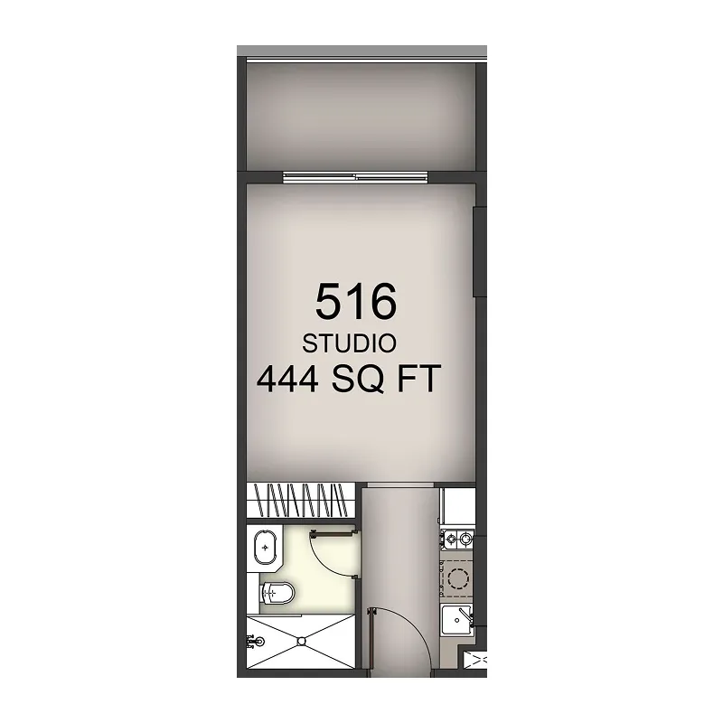 Aizel Tower Studio floor plan, 444 sqft