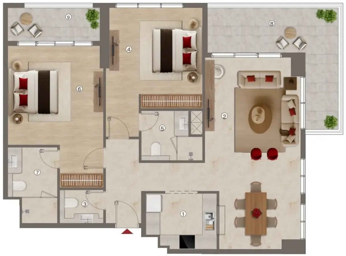Ramada Residences by Wyndham 2 bed floor plan, 1,414 – 3,798 sqft