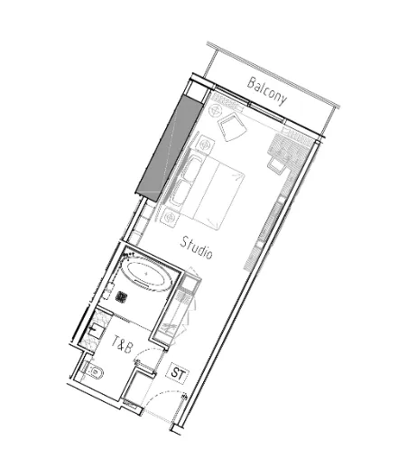 Paramount Tower Hotel And Residences Studio floor plan, 520 sqft