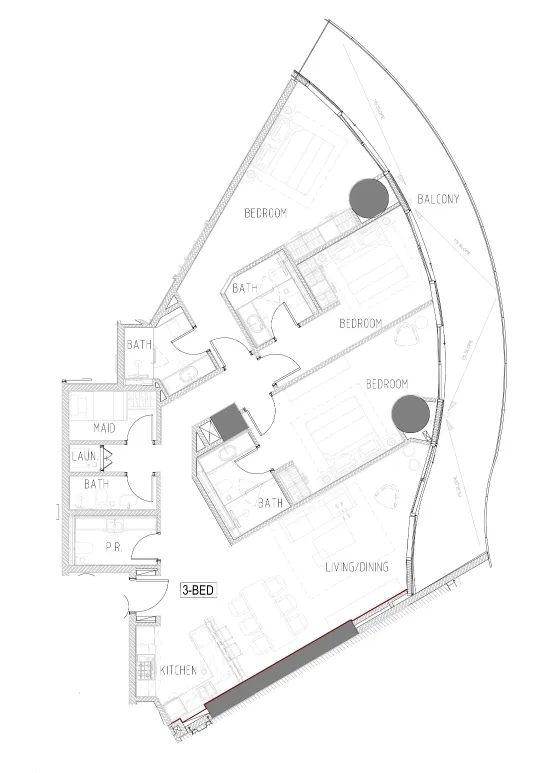 Damac Casa 3 bed floor plan, 2,066 sqft
