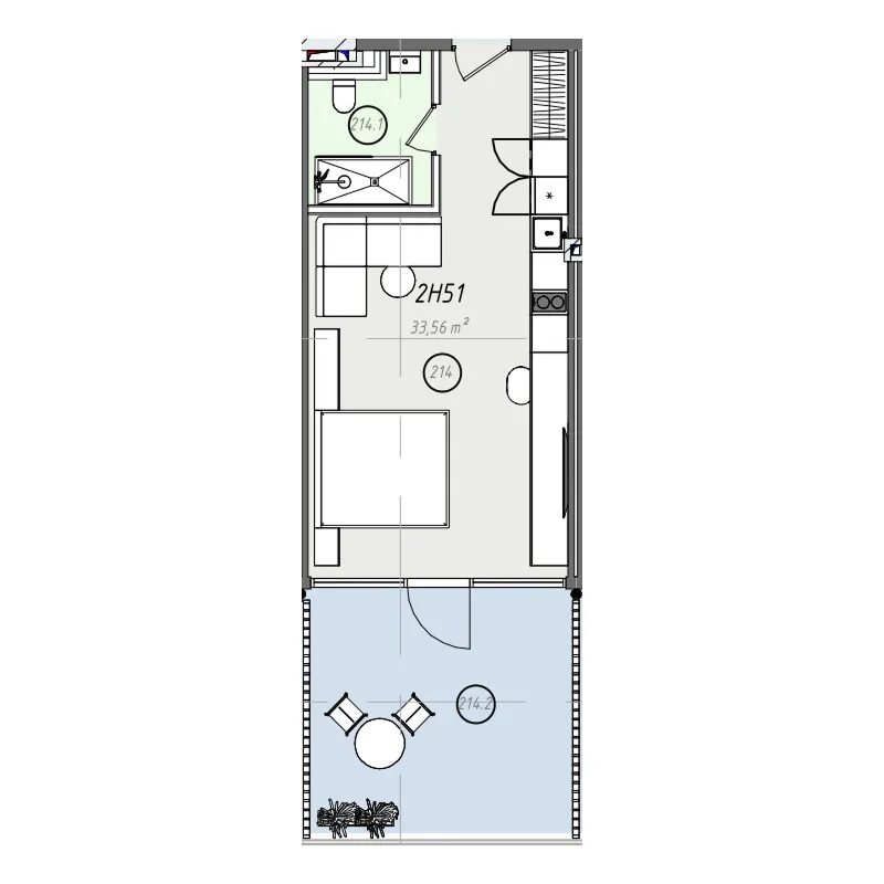 ZEN Studio floor plan, 366 sqft