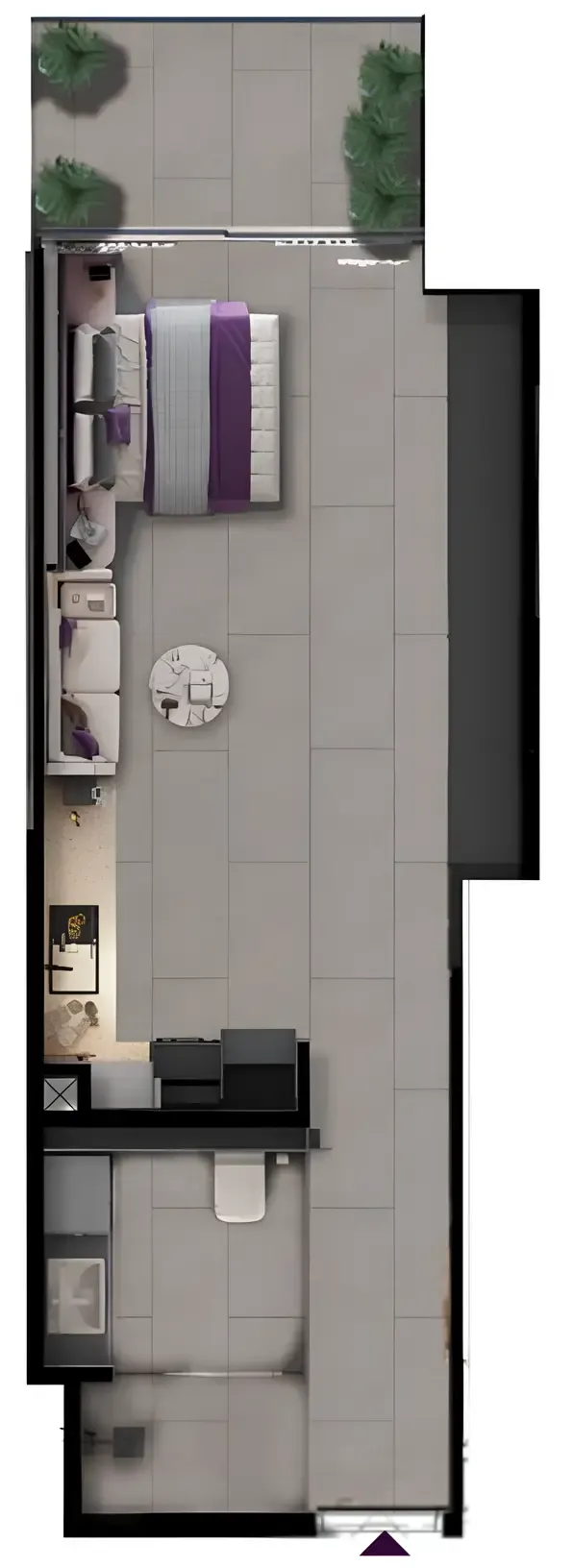 MBL Signature Studio floor plan, 557 sqft